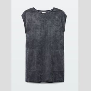 Aritzia (WilfredFree) Vegan Suede Gray Shift Dress